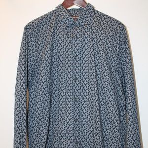 MICHAEL KORS MK LOGO NAVY BUTTON DOWN DRESS SHIRT MENS L CLASSIC FIT